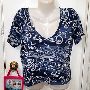 Salvatore Ferragamo top Women's Large abstract print y2k pullover v-neck
